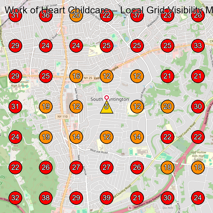 Work of Heart Childcare GeoGrid visibility map for Day Care Center in Huntington